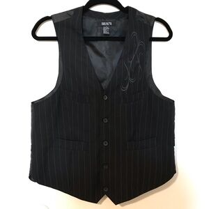 Men's Black Pinstripe Vest